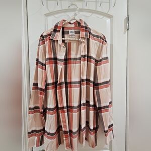 Zara Men's Red Plaid Shirt